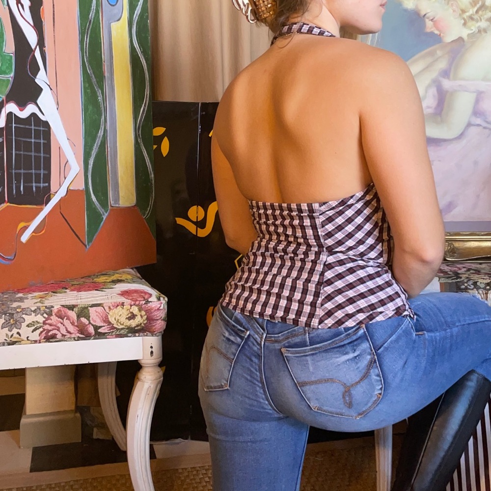 Guess plaid halter top